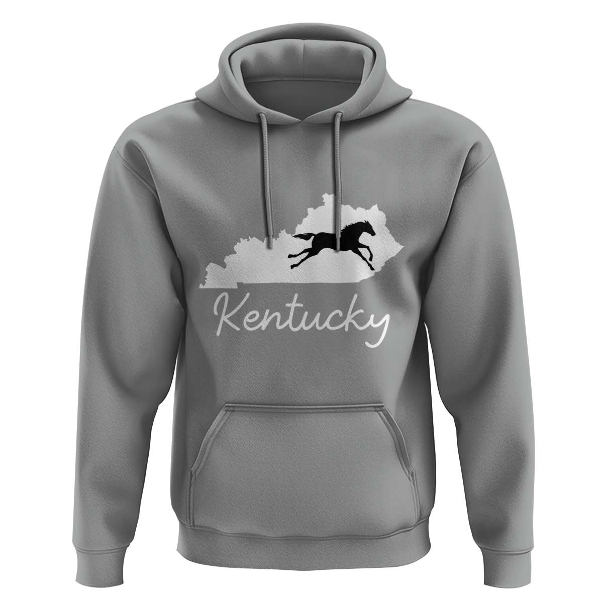 Kentucky State Map with Racing Horse Hoodie Bluegrass State Pride Equestrian