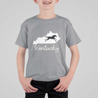 Kentucky State Map with Racing Horse T Shirt For Kid Bluegrass State Pride Equestrian