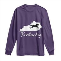 Kentucky State Map with Racing Horse Long Sleeve Shirt Bluegrass State Pride Equestrian
