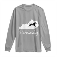 Kentucky State Map with Racing Horse Long Sleeve Shirt Bluegrass State Pride Equestrian