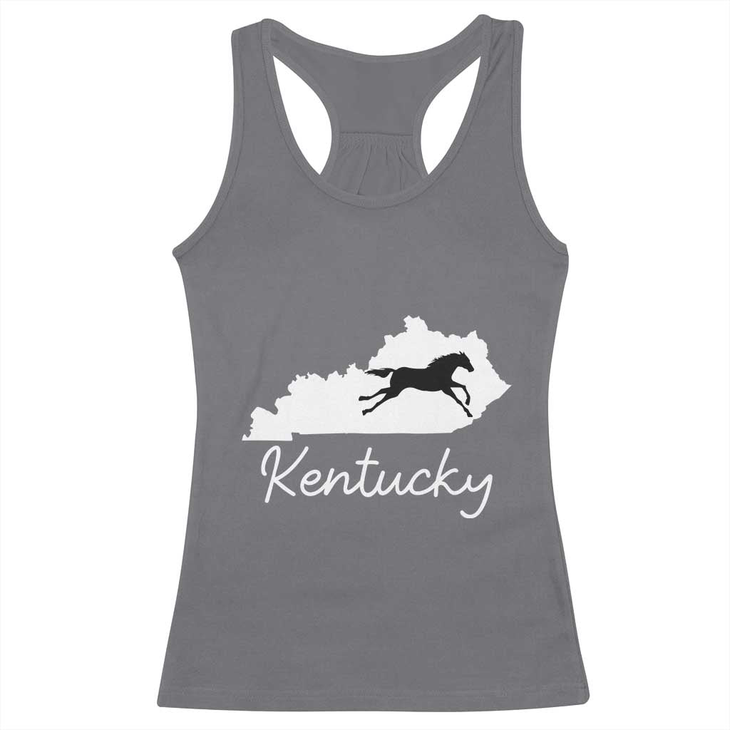 Kentucky State Map with Racing Horse Racerback Tank Top Bluegrass State Pride Equestrian