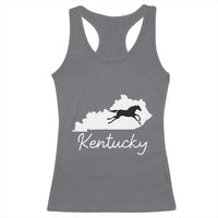 Kentucky State Map with Racing Horse Racerback Tank Top Bluegrass State Pride Equestrian