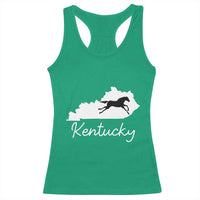 Kentucky State Map with Racing Horse Racerback Tank Top Bluegrass State Pride Equestrian