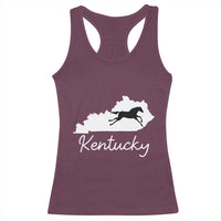 Kentucky State Map with Racing Horse Racerback Tank Top Bluegrass State Pride Equestrian