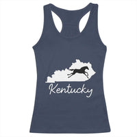 Kentucky State Map with Racing Horse Racerback Tank Top Bluegrass State Pride Equestrian