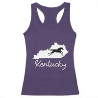 Kentucky State Map with Racing Horse Racerback Tank Top Bluegrass State Pride Equestrian