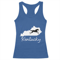 Kentucky State Map with Racing Horse Racerback Tank Top Bluegrass State Pride Equestrian