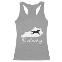 Kentucky State Map with Racing Horse Racerback Tank Top Bluegrass State Pride Equestrian
