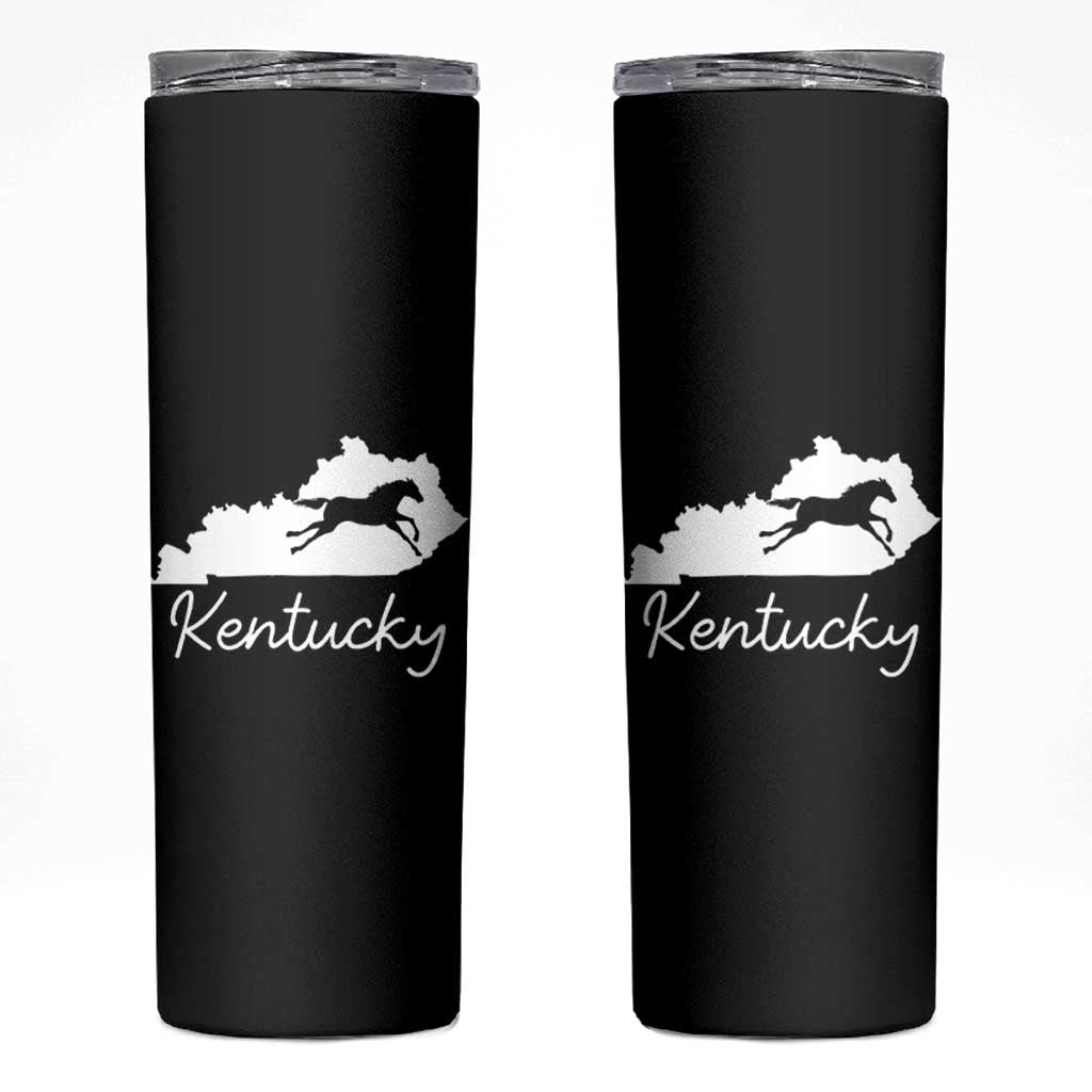 Kentucky State Map with Racing Horse Skinny Tumbler Bluegrass State Pride Equestrian