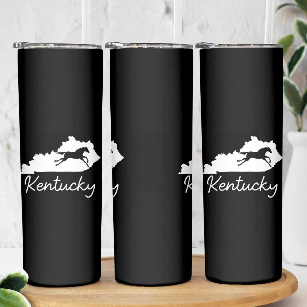 Kentucky State Map with Racing Horse Skinny Tumbler Bluegrass State Pride Equestrian