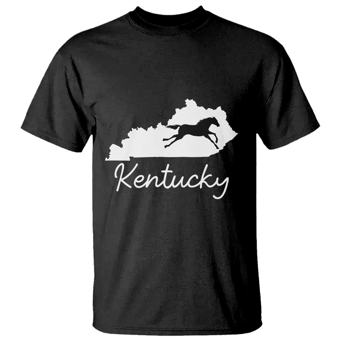 Kentucky State Map with Racing Horse T Shirt Bluegrass State Pride Equestrian