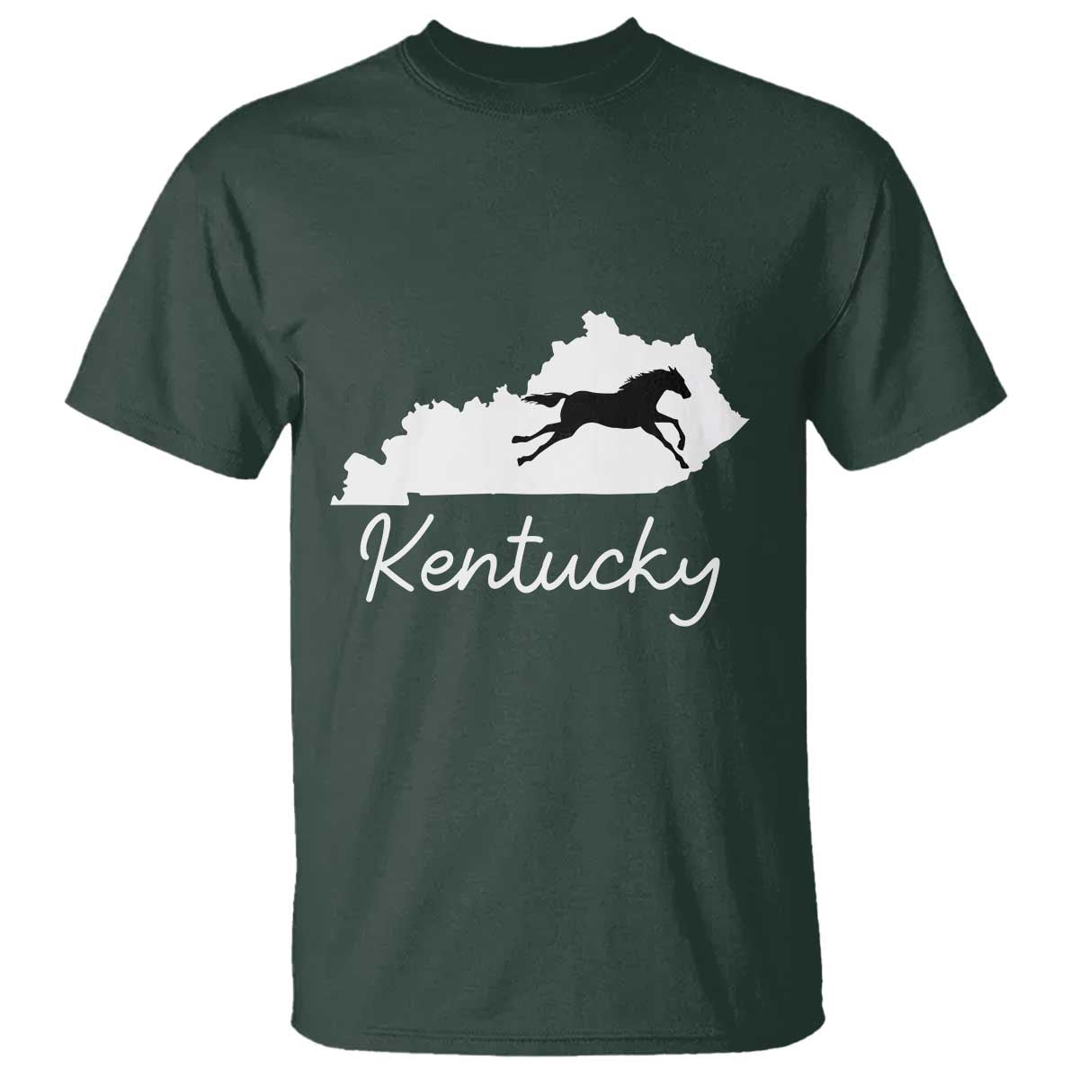 Kentucky State Map with Racing Horse T Shirt Bluegrass State Pride Equestrian