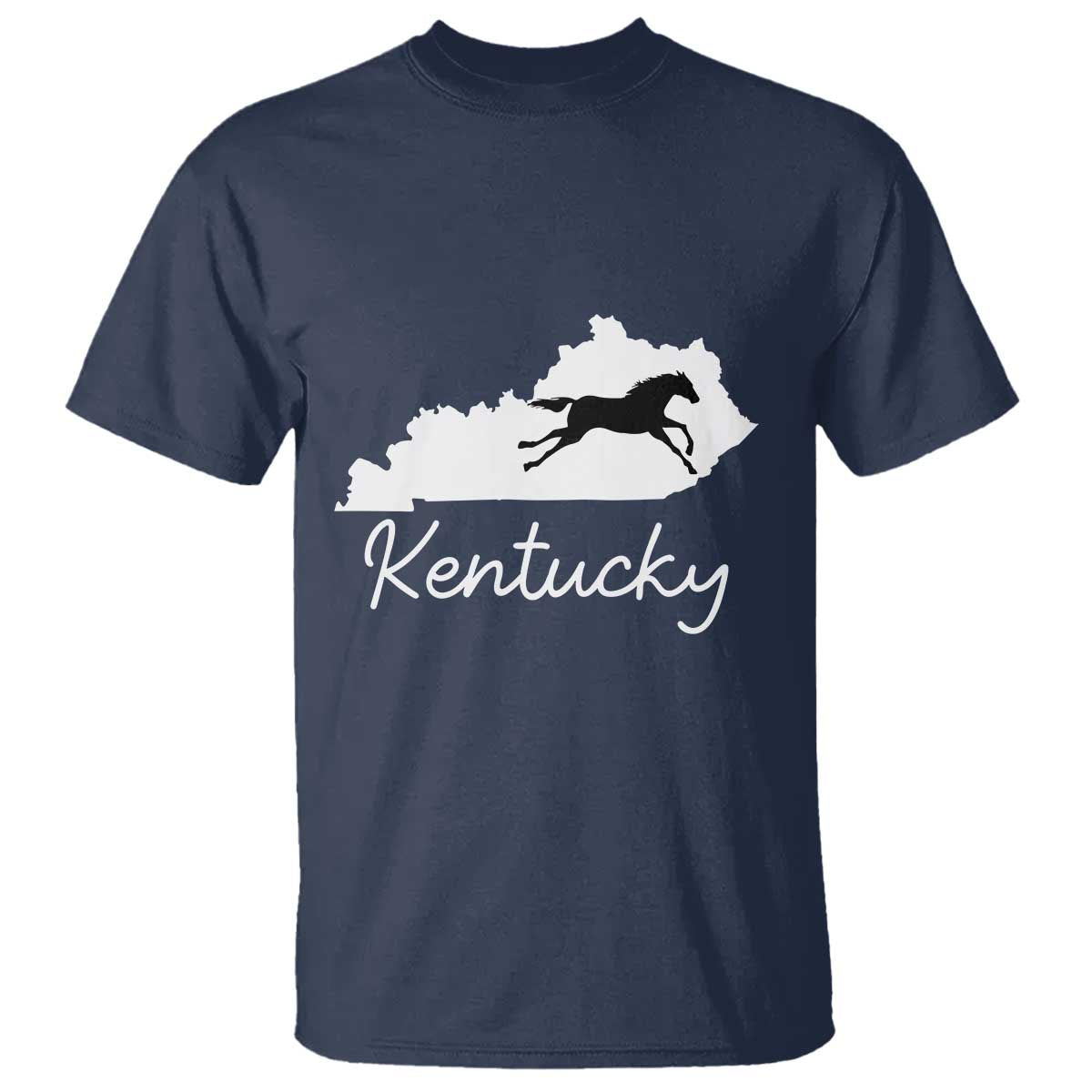 Kentucky State Map with Racing Horse T Shirt Bluegrass State Pride Equestrian