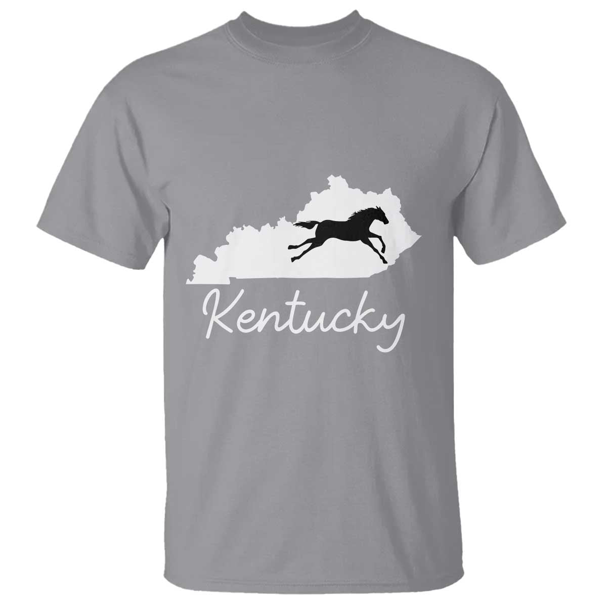 Kentucky State Map with Racing Horse T Shirt Bluegrass State Pride Equestrian