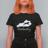 Kentucky State Map with Racing Horse T Shirt For Women Bluegrass State Pride Equestrian