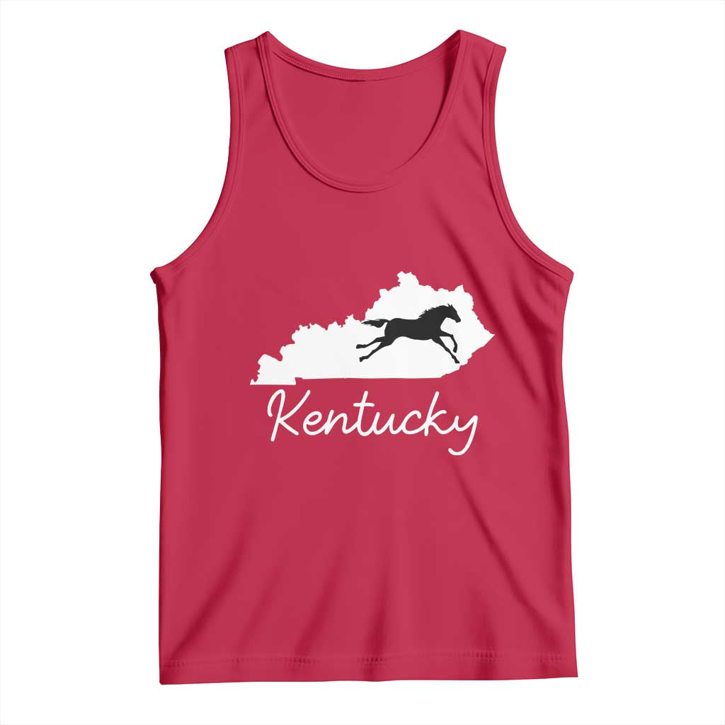 Kentucky State Map with Racing Horse Tank Top Bluegrass State Pride Equestrian