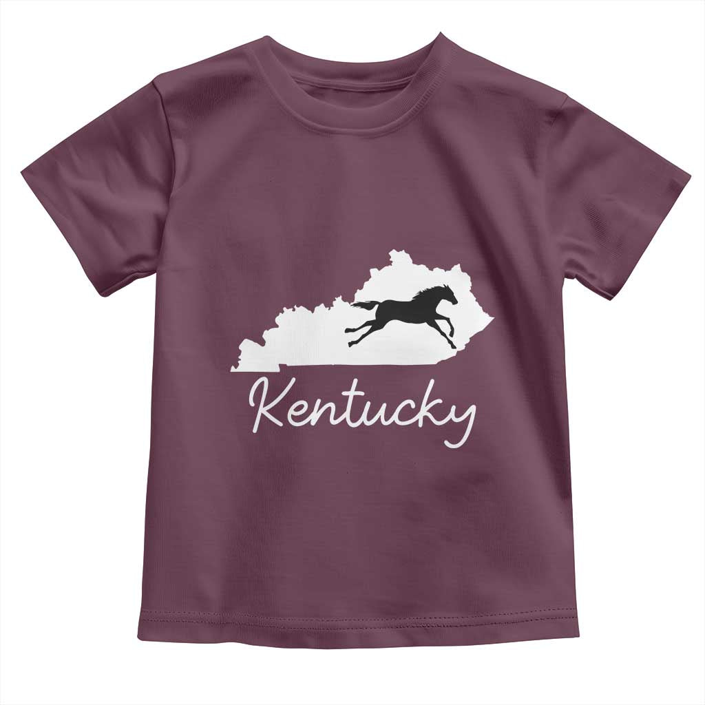 Kentucky State Map with Racing Horse Toddler T Shirt Bluegrass State Pride Equestrian
