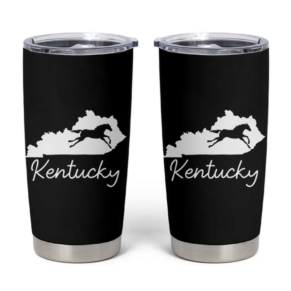 Kentucky State Map with Racing Horse Tumbler Cup Bluegrass State Pride Equestrian