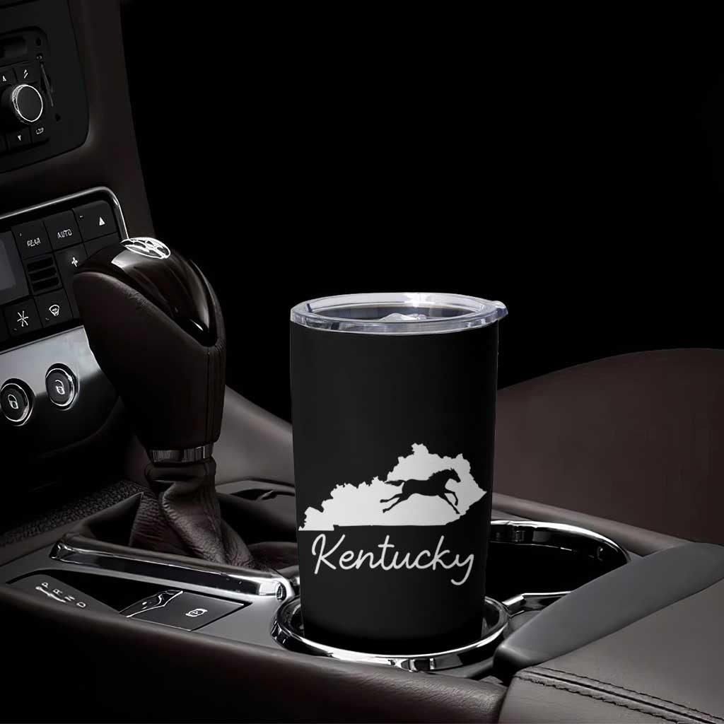 Kentucky State Map with Racing Horse Tumbler Cup Bluegrass State Pride Equestrian
