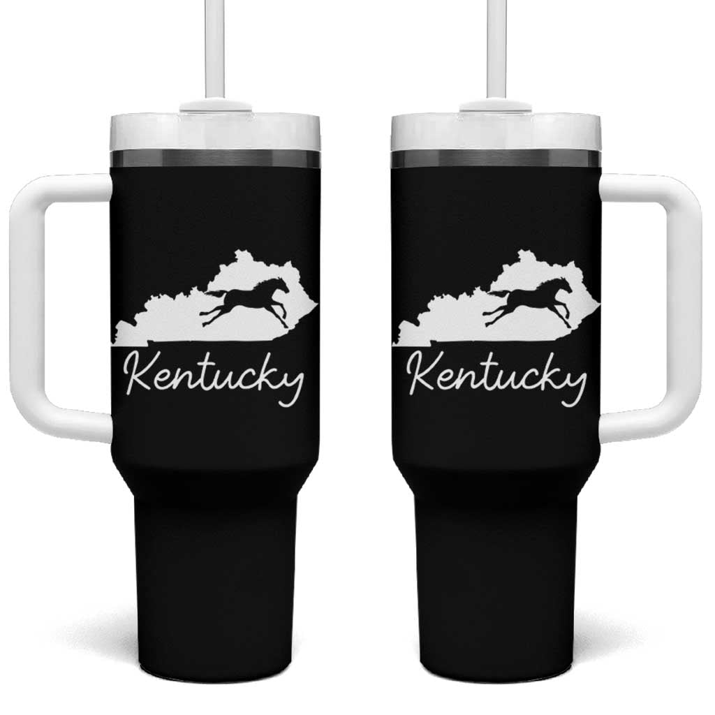 Kentucky State Map with Racing Horse Tumbler With Handle Bluegrass State Pride Equestrian