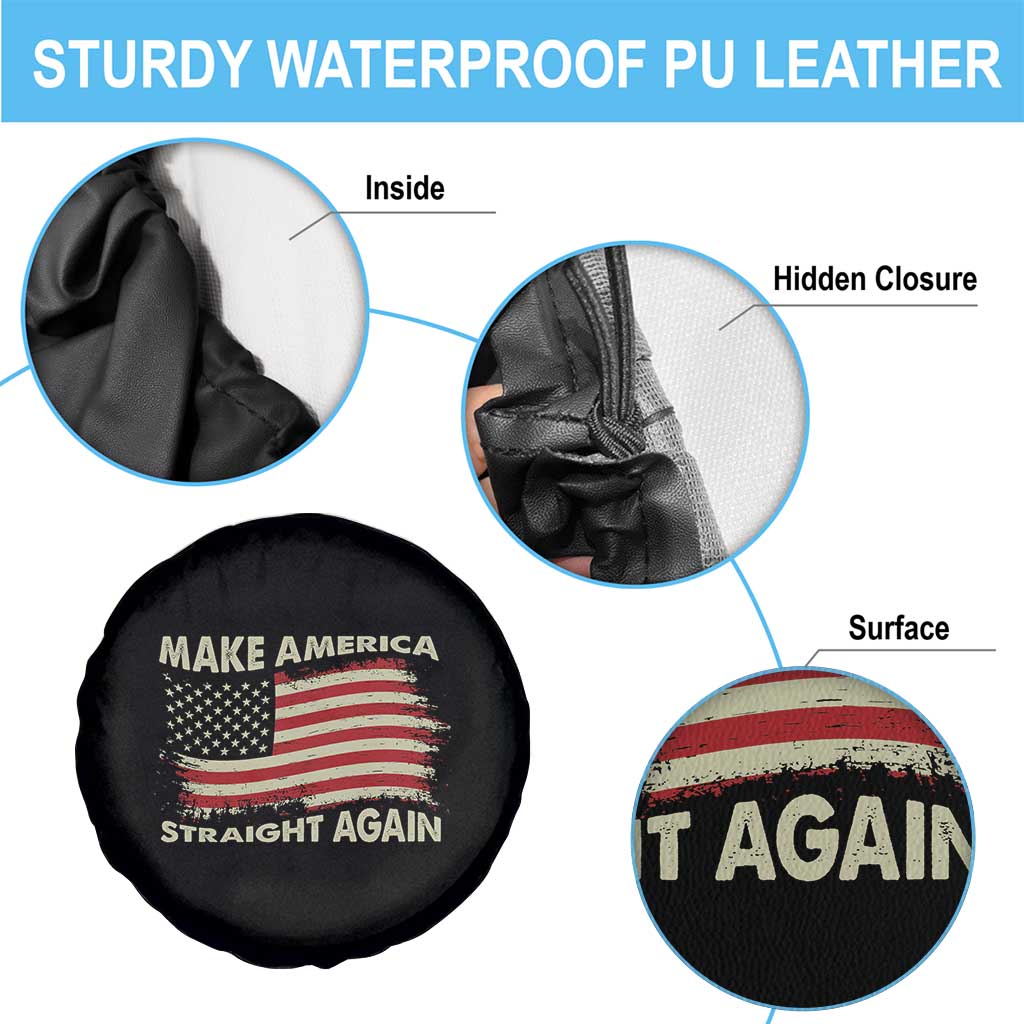 Funny MASA Make America Straight Again Spare Tire Cover 4th of July American Flag US Map