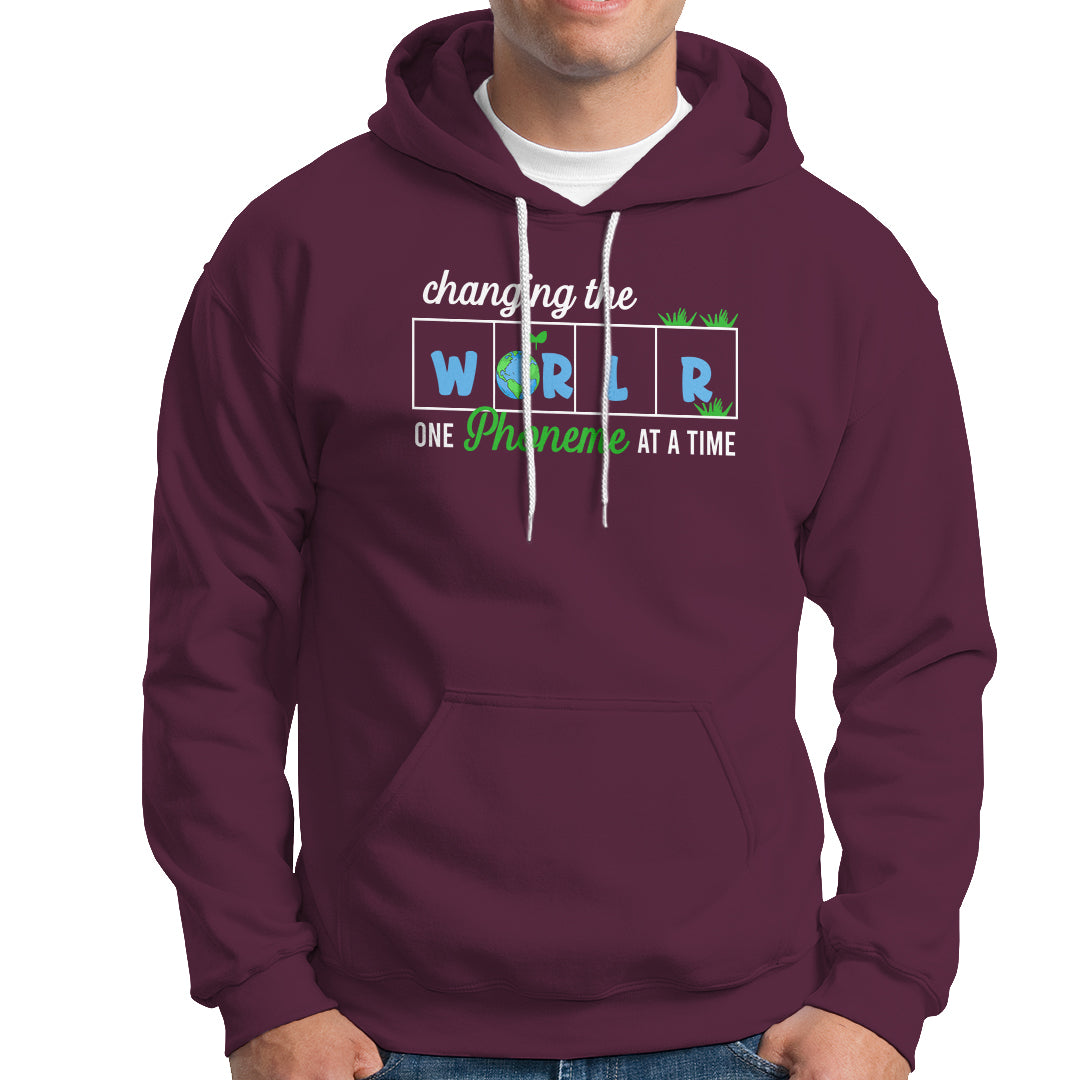 Teacher Hoodie Changing The World One Phoneme At A Time Motivational Quote Teaching - Wonder Print Shop