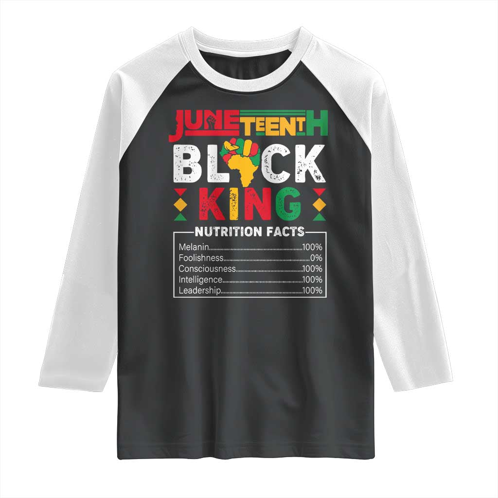 Funny Black King Nutrition Facts Raglan Shirt African American