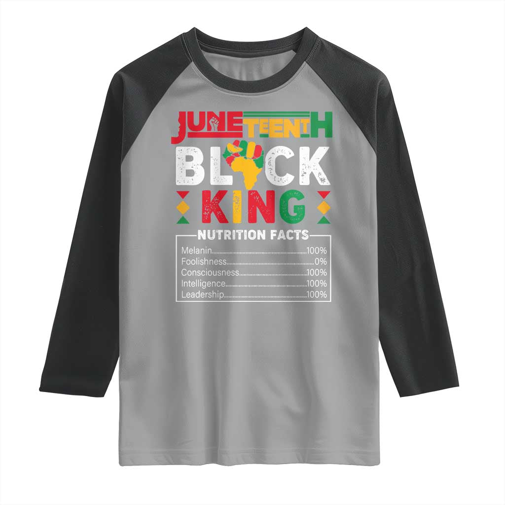 Funny Black King Nutrition Facts Raglan Shirt African American