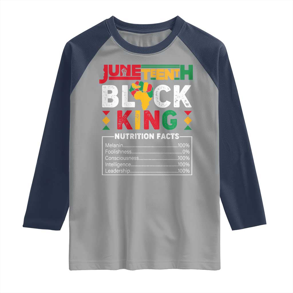 Funny Black King Nutrition Facts Raglan Shirt African American
