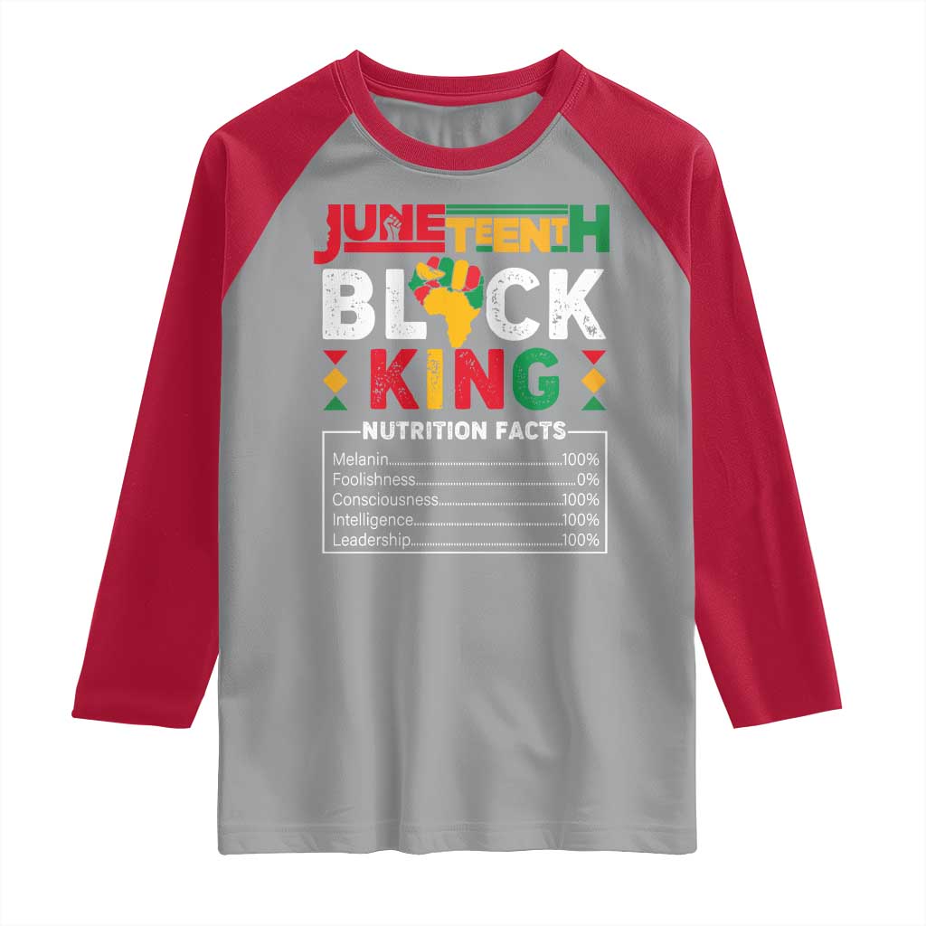 Funny Black King Nutrition Facts Raglan Shirt African American
