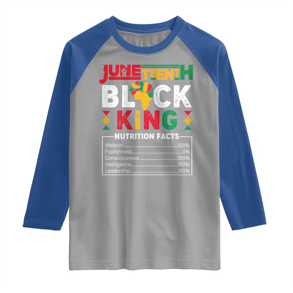 Funny Black King Nutrition Facts Raglan Shirt African American