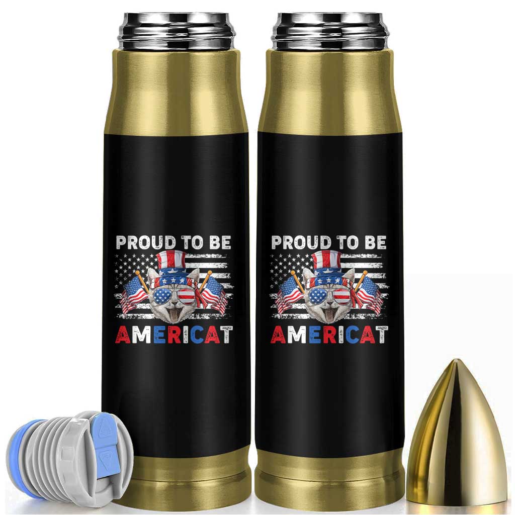 Patriotic American Cat Bullet Tumbler Proud To Be An Americat US Flag 4th Of July