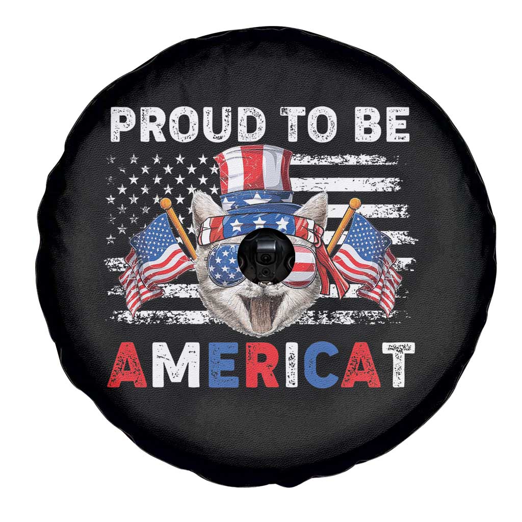 Patriotic American Cat Spare Tire Cover Proud To Be An Americat US Flag 4th Of July