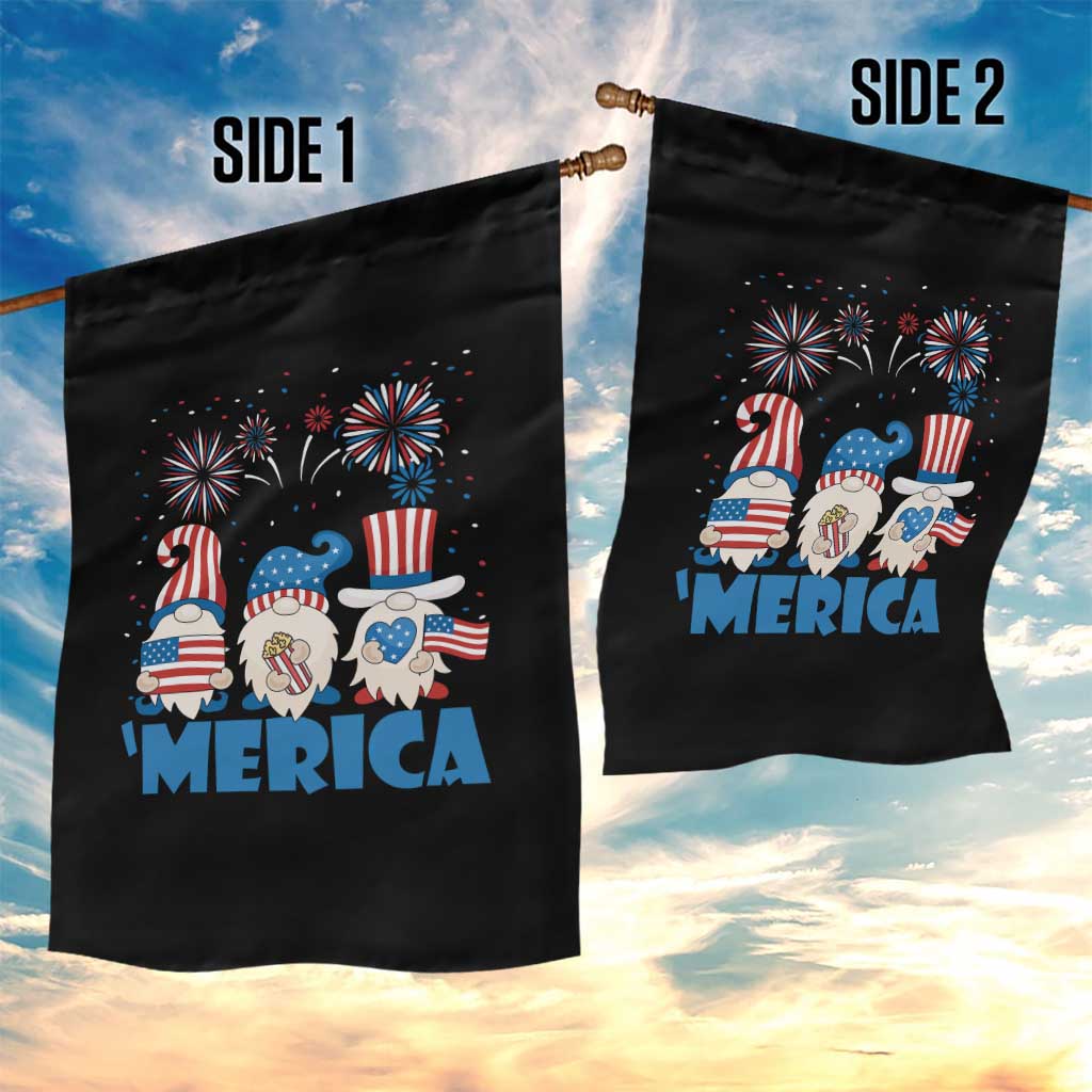 4th of July Gnome Garden Flag Merica Gnomes USA Flag Fireworks