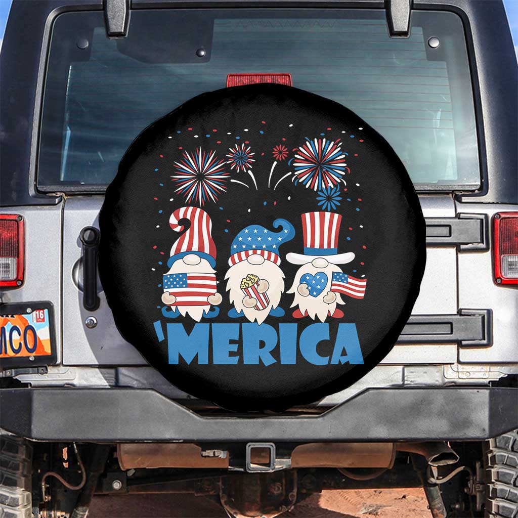 4th of July Gnome Spare Tire Cover Merica Gnomes USA Flag Fireworks