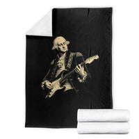 George Washington Rock Star Vintage Portrait Throw Blanket Funny Electric Guitar Player Founding Father Retro Aesthetic Patriotic Graphic