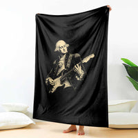 George Washington Rock Star Vintage Portrait Throw Blanket Funny Electric Guitar Player Founding Father Retro Aesthetic Patriotic Graphic