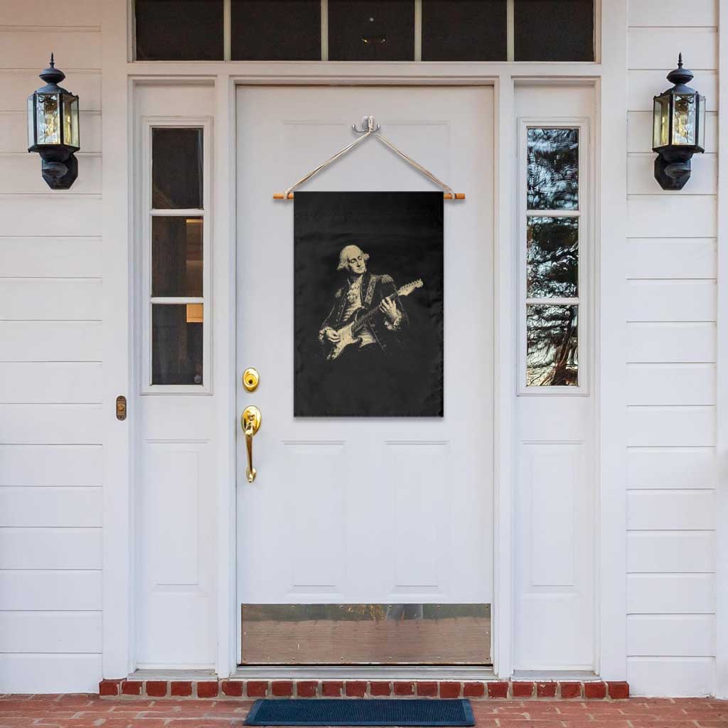 George Washington Rock Star Vintage Portrait Garden Flag Funny Electric Guitar Player Founding Father Retro Aesthetic Patriotic Graphic