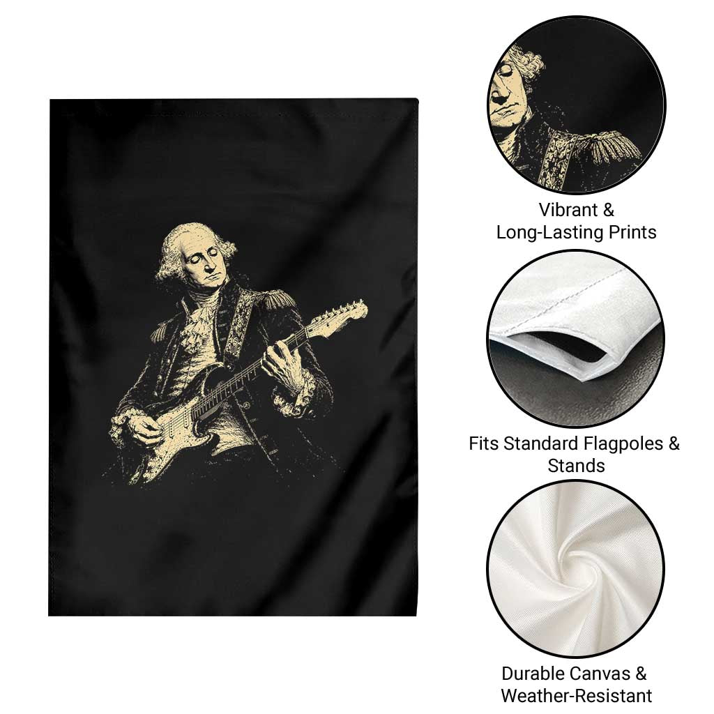 George Washington Rock Star Vintage Portrait Garden Flag Funny Electric Guitar Player Founding Father Retro Aesthetic Patriotic Graphic