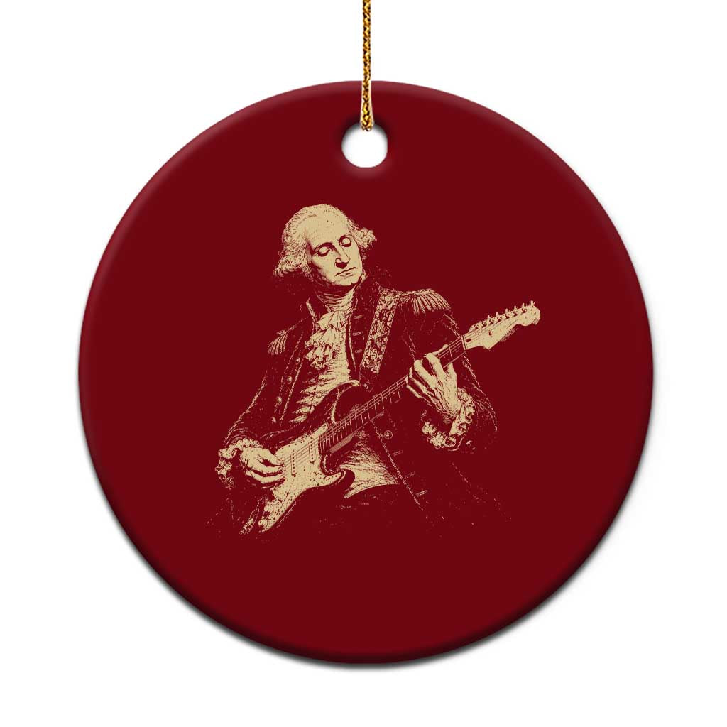George Washington Rock Star Vintage Portrait Ceramic Ornament Funny Electric Guitar Player Founding Father Retro Aesthetic Patriotic Graphic