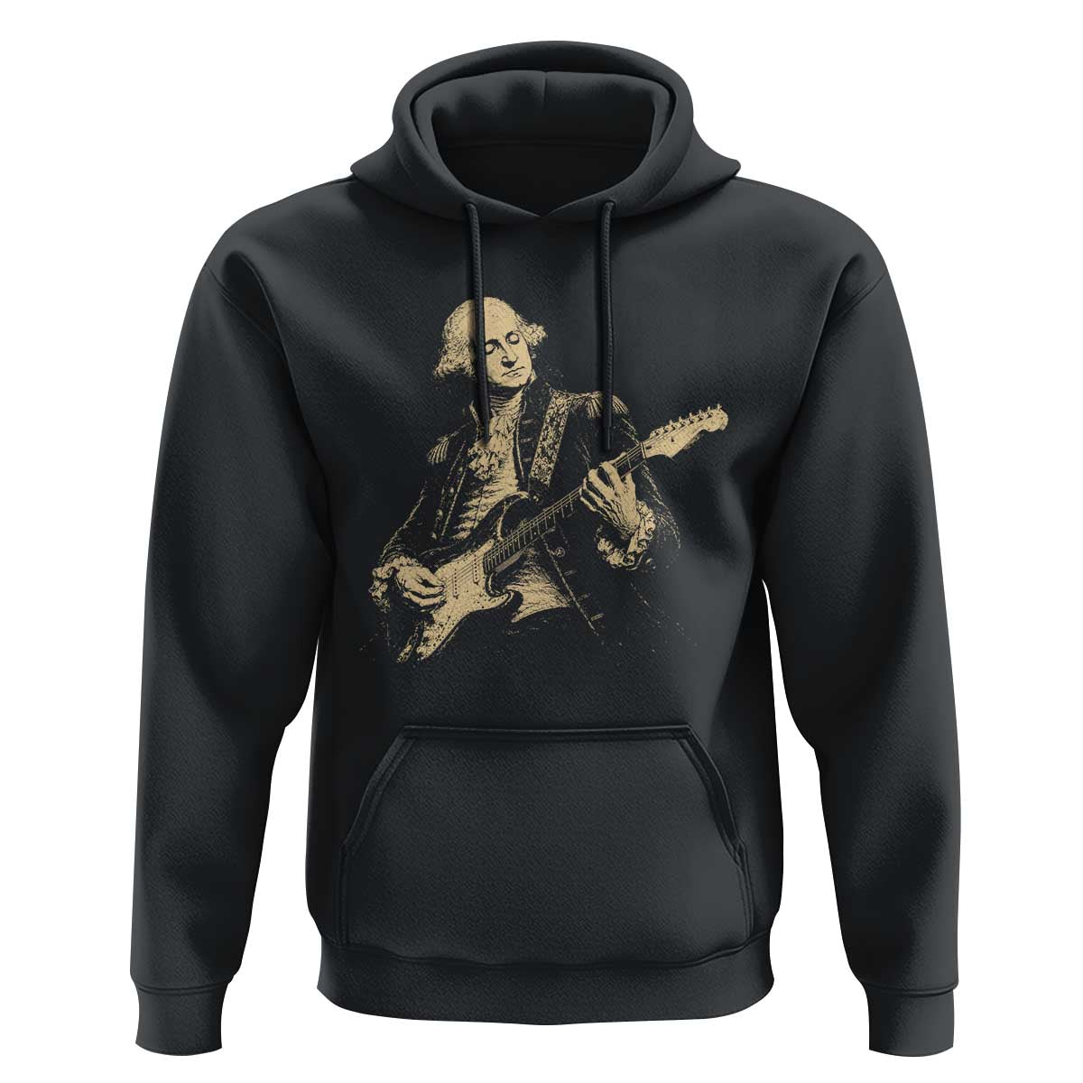 George Washington Rock Star Vintage Portrait Hoodie Funny Electric Guitar Player Founding Father Retro Aesthetic Patriotic Graphic