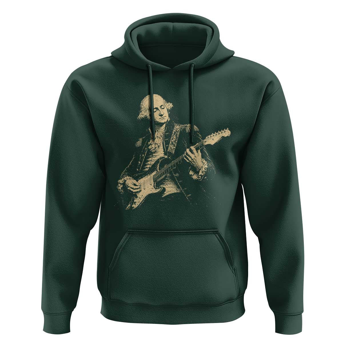 George Washington Rock Star Vintage Portrait Hoodie Funny Electric Guitar Player Founding Father Retro Aesthetic Patriotic Graphic