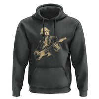 George Washington Rock Star Vintage Portrait Hoodie Funny Electric Guitar Player Founding Father Retro Aesthetic Patriotic Graphic
