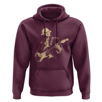 George Washington Rock Star Vintage Portrait Hoodie Funny Electric Guitar Player Founding Father Retro Aesthetic Patriotic Graphic