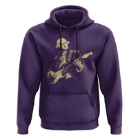 George Washington Rock Star Vintage Portrait Hoodie Funny Electric Guitar Player Founding Father Retro Aesthetic Patriotic Graphic