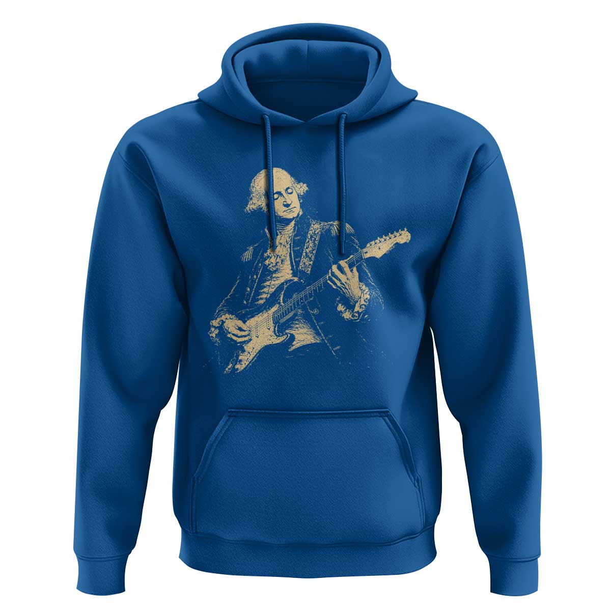 George Washington Rock Star Vintage Portrait Hoodie Funny Electric Guitar Player Founding Father Retro Aesthetic Patriotic Graphic