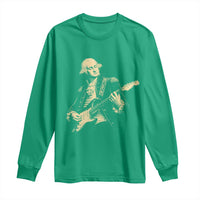 George Washington Rock Star Vintage Portrait Long Sleeve Shirt Funny Electric Guitar Player Founding Father Retro Aesthetic Patriotic Graphic