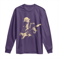 George Washington Rock Star Vintage Portrait Long Sleeve Shirt Funny Electric Guitar Player Founding Father Retro Aesthetic Patriotic Graphic