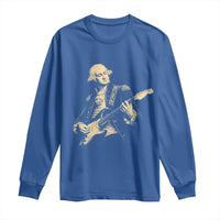 George Washington Rock Star Vintage Portrait Long Sleeve Shirt Funny Electric Guitar Player Founding Father Retro Aesthetic Patriotic Graphic