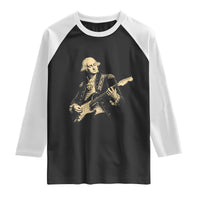 George Washington Rock Star Vintage Portrait Raglan Shirt Funny Electric Guitar Player Founding Father Retro Aesthetic Patriotic Graphic
